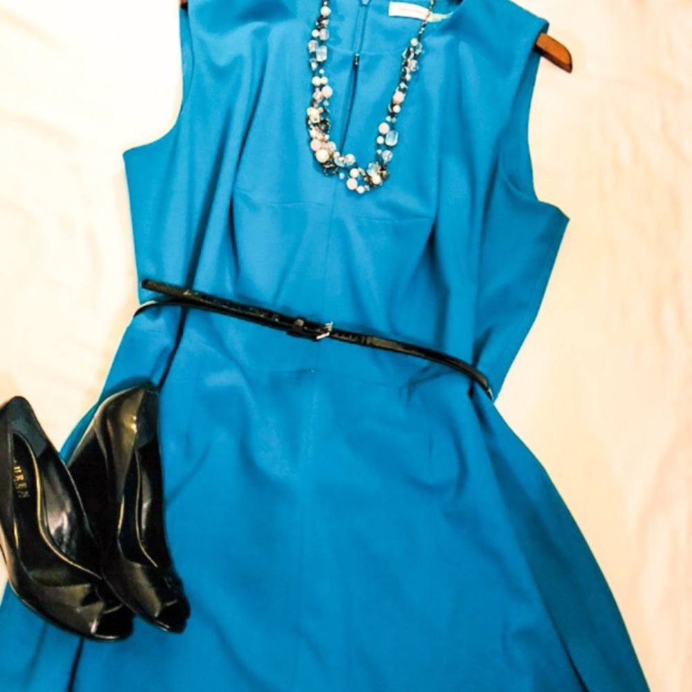Turquoise Calvin Klein Fit and Flare Dress
